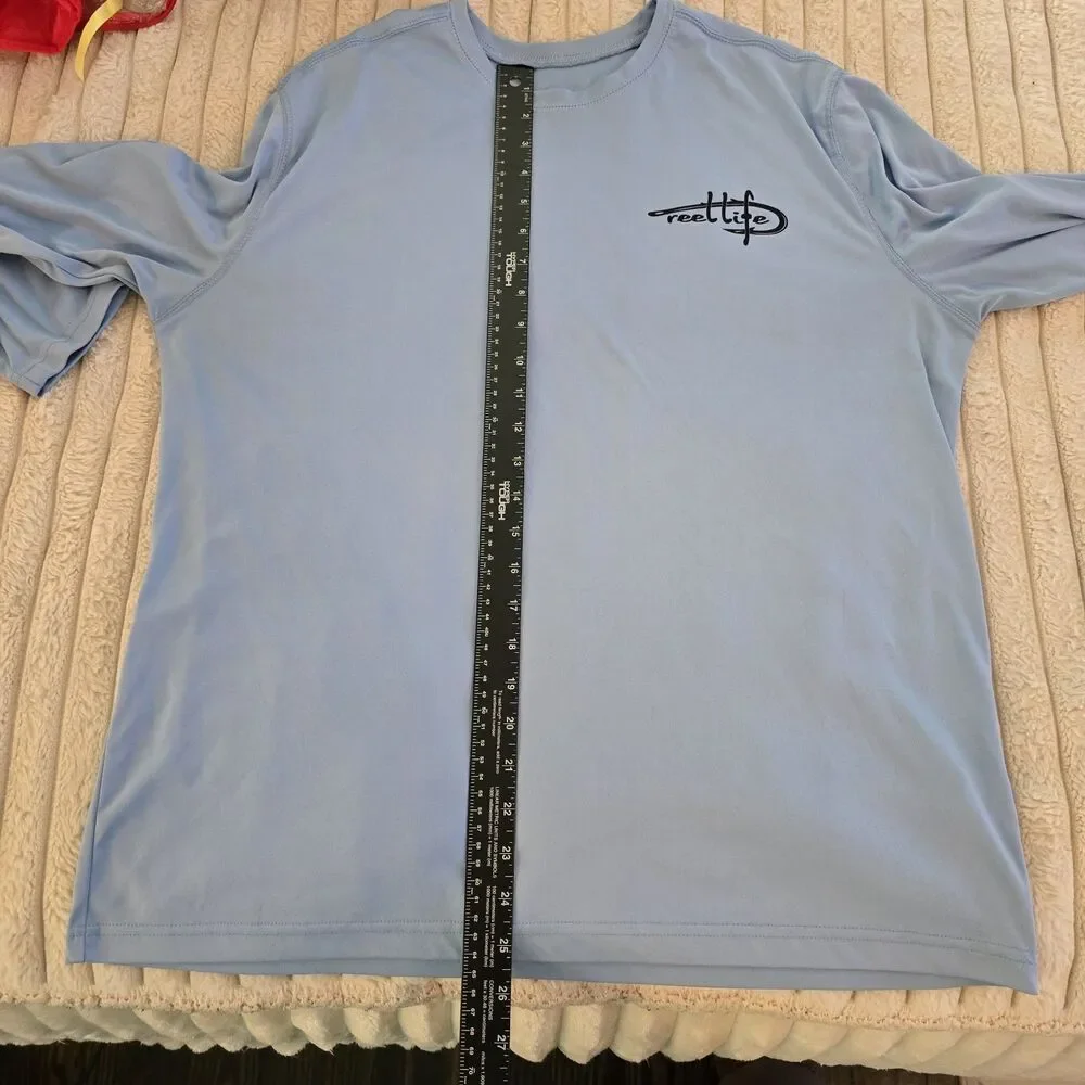 REEL LIFE Men's Blue Fishing Shirt Long Sleeve Performance Size Missing See Pics